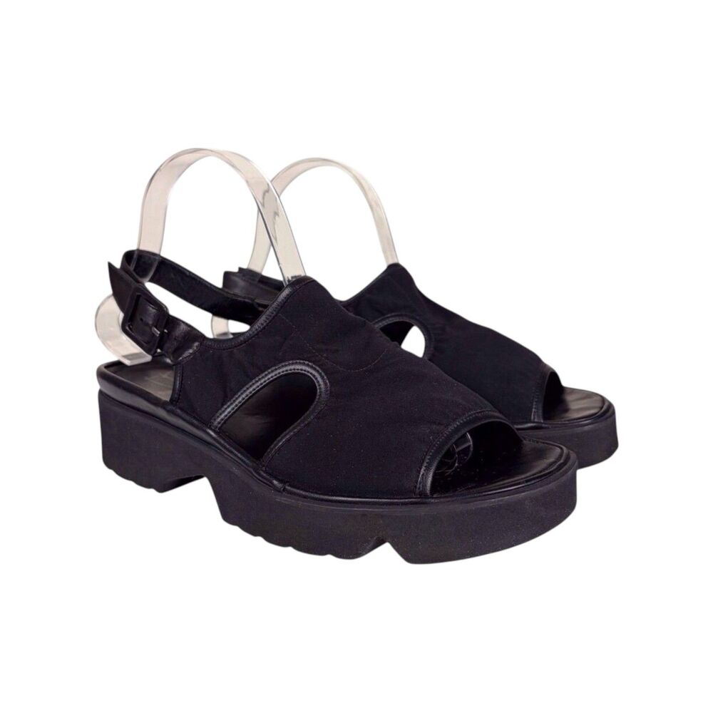 Thierry Rabotin Black Platform Lug Sole Slingback Sandals EU 39.5 US 9